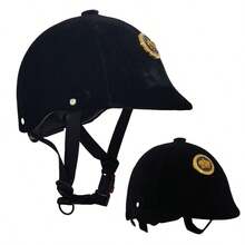 Helm Berkuda Mahkota Beludru Hitam, Ikat Kepala dan Tali yang Dapat Diatur, Cangkang Pelindung yang Diperkuat ABS, Cocok untuk Pria dan Wanita dalam Balap Kuda, Polo, Pertunjukan Berkuda, dan Dekorasi Teater - Hitam - View 4