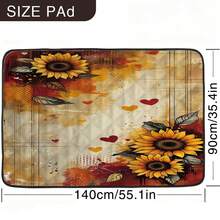1pc Vintage Sunflower Pattern Pet Mat, Dog Bed Pad, Cute Cartoon Pet Cushion, Washable Pet Resting Mat, Suitable For All Seasons - Multicolor - View 8