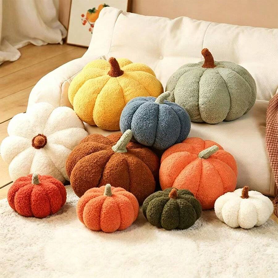 1pc Plush Pumpkin Throw Pillow, Creative Sofa Cushion, Pumpkin Pillow, Indoor Plush Doll, Random Color, Perfect Gift, Holiday Gift, Doll
