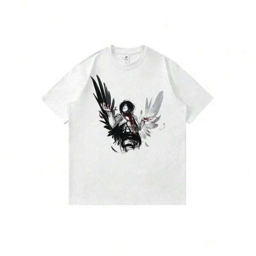 Nueva camiseta de manga corta 2026Attacks-On-Titan-Mikasa-Ackerman-Fallen-Angel 2026 Japanese Anime Men's T-Shirts Funny Cute Cartoon Women T-Shirt Short-Sleeved T-Shirts Graphic Tees Kawaii Printed T-Shirts Graphic T-Shirts Crew Neck 100% Cotton,Camiseta con estampado de anime japonés, regalo de San Valentín, estampado estilo K, estampado de cantante masculino joven, camiseta gráfica para mujer,Camiseta de moda para hombre - Blanco - Ver 1