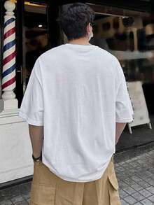 Camiseta Blanca para Hombre  con Estampado de Letras y Bandera Nacional para el 4 de Julio - Estilo Urbano Vintage Unisex, Camiseta de Manga Corta de Algodón Suelto con Cuello Redondo - Blanco - Ver 3