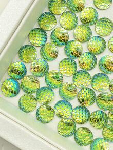 50pcs/Pack Iridescent Gradient Fish Scale Shaped Resin Sequins, DIY Clothing Accessories, Shoes, Bags, Hair Decorations - Deep Blue AB - View 3
