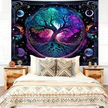 1pc Bohemian Style Tree Of Life Pattern Tapestry, Modern Polyester Square Decorative Wall Hanging Suitable For Living Room And Bedroom - Multicolor - View 8