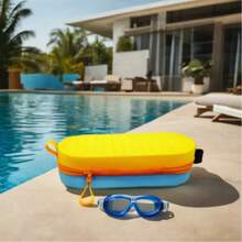 1 pieza Estuche de almacenamiento de gafas de natación universal de dos colores, estuche de gafas transpirable, caja de equipo de natación, colores de macarrón, bolsa de ocio al aire libre de secado rápido, nadador profesional unisex, canasta de regalo de Navidad, Halloween Trick-Or-Treat - Multicolor - Ver 2