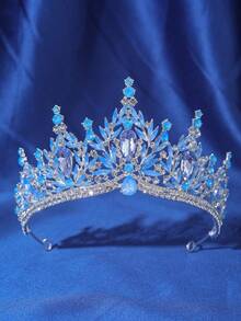 1pc Elegant Silver Rhinestone Women's Baroque Crown Headpiece, Bridal Wedding Hair Accessory, Romantic Princess Ball Party Tiara,Coronas - Multicolor - View 11