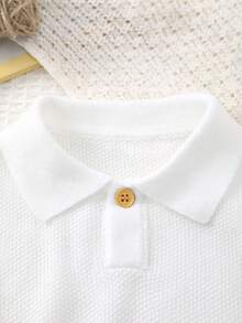 Polo de manga corta ajustado informal de punto para bebé niño, verano - Blanco - Ver 2