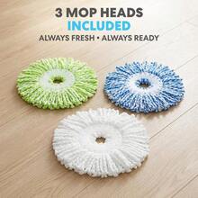 Simpli-Magic 360 Spin Mop And Bucket With Wringer - 3 High-Absorbent Microfiber Washable Heads, Soap Dispenser - Spinning Mop And Bucket Set All Types Floor Cleaning - 黑色/綠色 + 旋轉拖把 - 查看 7