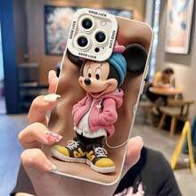 Disney Mickey Mouse Phone Case, Streetwear Style Protective Cover. Compatible With IPhone 17, 16, 15, 14, 13, 12, 11 Pro Series And Galaxy S22, S23, S24, S25 Models, Featuring Mickey In A Pink Hoodie, Layered Hats, And Sneakers Against A Soft Beige Background, Perfect For  Disney Fans, Ideal For Birthdays, Holidays, Anniversaries, Graduation Gifts, Or Any Special Occasion To Surprise Family, Friends, Classmates, And Loved Ones. - 黑色 - 查看 5
