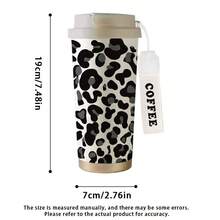 1個 530ml 不鏽鋼保溫隨行杯，豹紋設計，附矽膠吸管與長肩帶，適用於水、咖啡、茶、牛奶、熱飲與冷飲，適合辦公室、居家、戶外露營使用，夏季禮物、生日禮物、節日禮物，送給女友、家人、朋友 - 彩色 - 查看 9