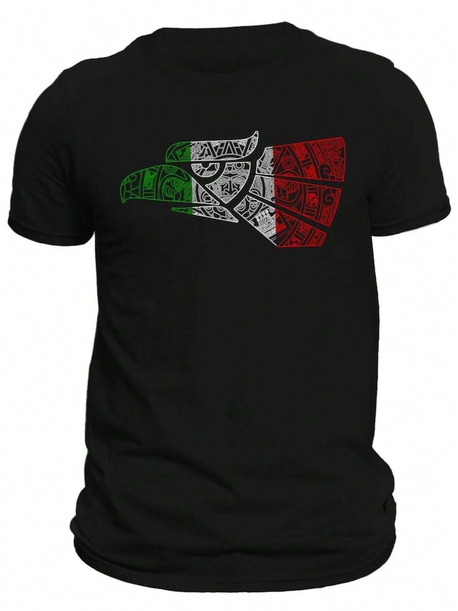 Camiseta con diseño del calendario azteca Eagle, Hecho en México - Negro - Ver 1