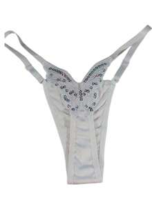 Butterfly Panties Kit 2 Microfiber Thong Lingerie Sexy Sensual Adjustable G-String - Blanco y morado - Ver 2