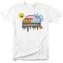 Camiseta Unisex para Adultos "Amazing World of Gumball Sunshine", Transpirable, 100% Algodón, Casual, de Manga Corta y Talla Grande, Ideal para Uso Diario de Mujeres Jóvenes, Perfecta para Estilo Urbano, Vacaciones Escolares, Paseos al Aire Libre, Reuniones y Combinaciones Diarias. - Blanco - Ver 8