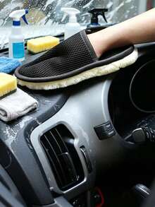 Ultra Soft Retro Cartoon Car Cleaning Gloves - Polyester Fiber - Essential Car Detailing Accessory, Automotive Supplies - A - View 3