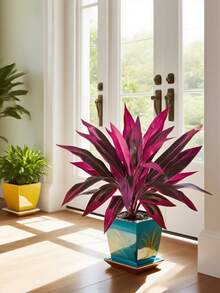 1 Bouquet Artificial Purple Boston Fern, Artificial Dracaena, Outdoor Artificial Green Plants, Lifelike Leaf Design, Durable And Long-Lasting, Suitable For Indoor And Outdoor Decor, Yard, Garden, Porch, Balcony, Wedding, Hotel, Living Room, Photography, Housewarming, Ideal Home Decor Choice, All-Season Use - Purple - View 5
