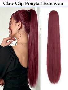 Wig Ekor Kuda Lurus Panjang 28 Inci, Wig Ekstensi Ekor Kuda Tali Serut Alami dan Tak Terlihat untuk Wanita, Cocok untuk Pemakaian Sehari-hari dan Kencan. - MultiWarna - View 9