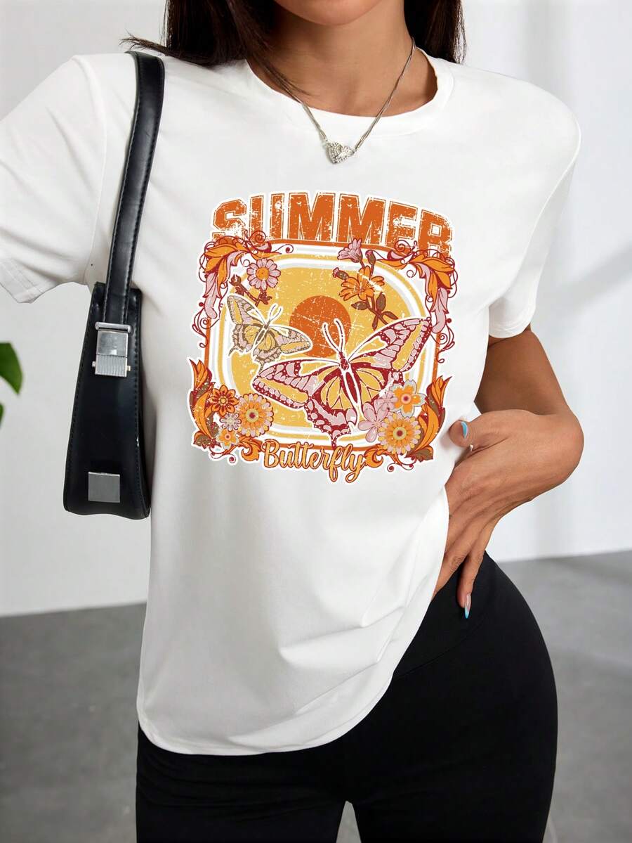 Moda mujer camiseta blanco frontal impresión diseño de maosa de verano con y maosas cómodo uso casual para las salidas de verano y diario