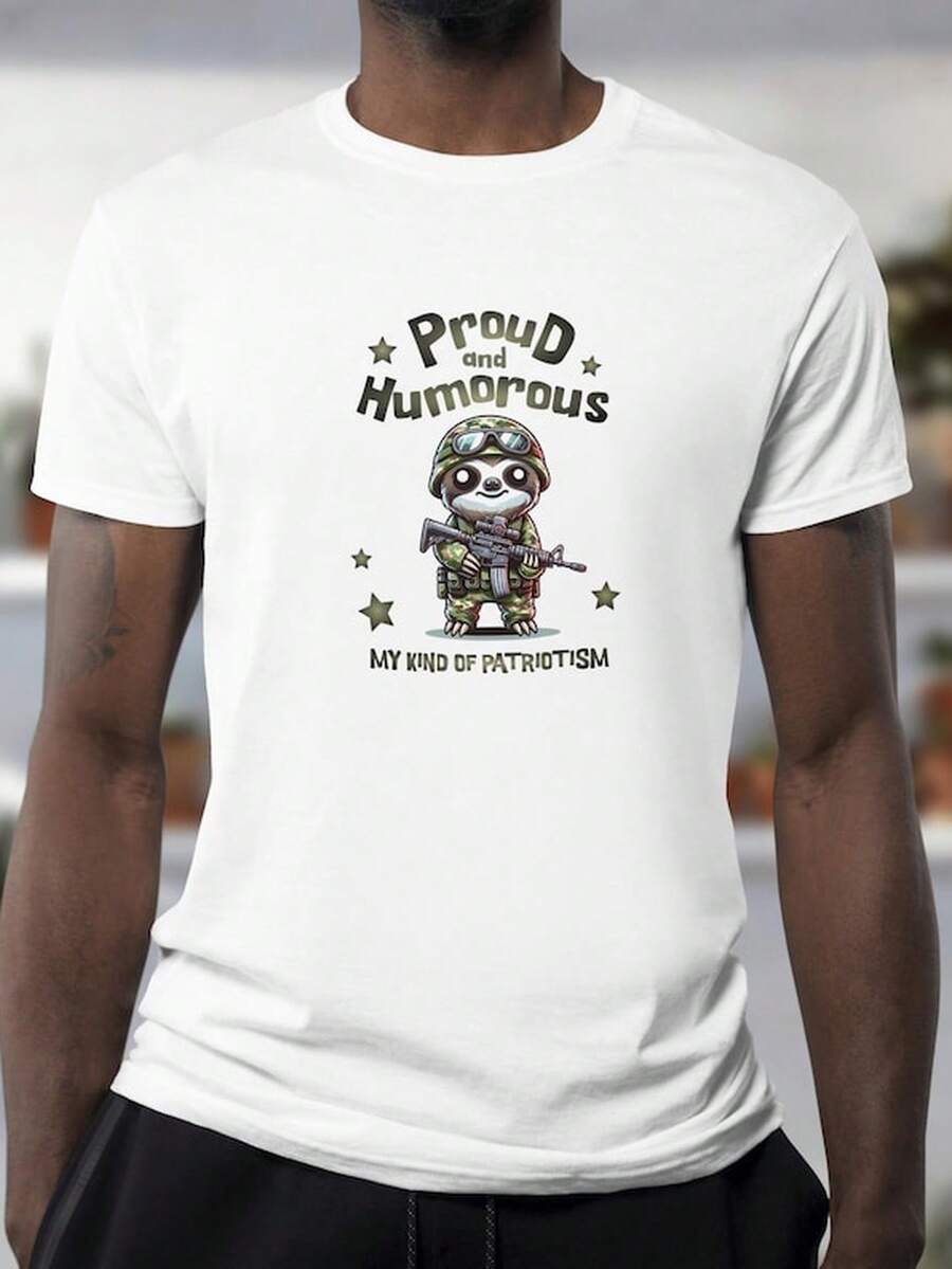 Patriotic Other T1S1Hirt, Military Humor T1EE, Funny UniS1ex S1oftY1Le Top, Proud AmeriC1An C1A Gift, C1AmouF11111lage Graphic S1Hirt. - 白色 - 查看 1