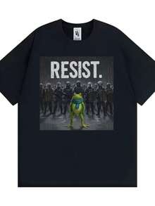 Women's T-Shirts 2026 Portland Frog Resist Funny T Shirt Anti-ICE Protest Meme T Shirts Men Women Fashion Humor 100 Cotton Short Sleeve T-Shirts Tops - 黑色 - 查看 1