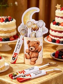1 set di confezioni in carta a forma di orsetto per cioccolato, scatola per confezionare caramelle e spuntino per feste di bambini, scatola regalo per caramelle per feste di bambini, carta decorativa per regali di compleanno, decorazione da tavolo per il primo compleanno del neonato, sacchettino regalo piccolo per feste di compleanno, decorazioni per feste a tema orsacchiotto, decorazioni per gender reveal, forniture per feste di compleanno - Orsacchiotto di peluche - Visualizzare 3