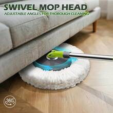 Spin Mop Bucket System, Masthome Pedal Spin Mop And Bucket With Wringer Set, EasyWring Microfiber Mop With 3 Mop Pads, 360Spinning Floor Cleaning System - Home Office Suitable - 綠色+深灰色 - 查看 5