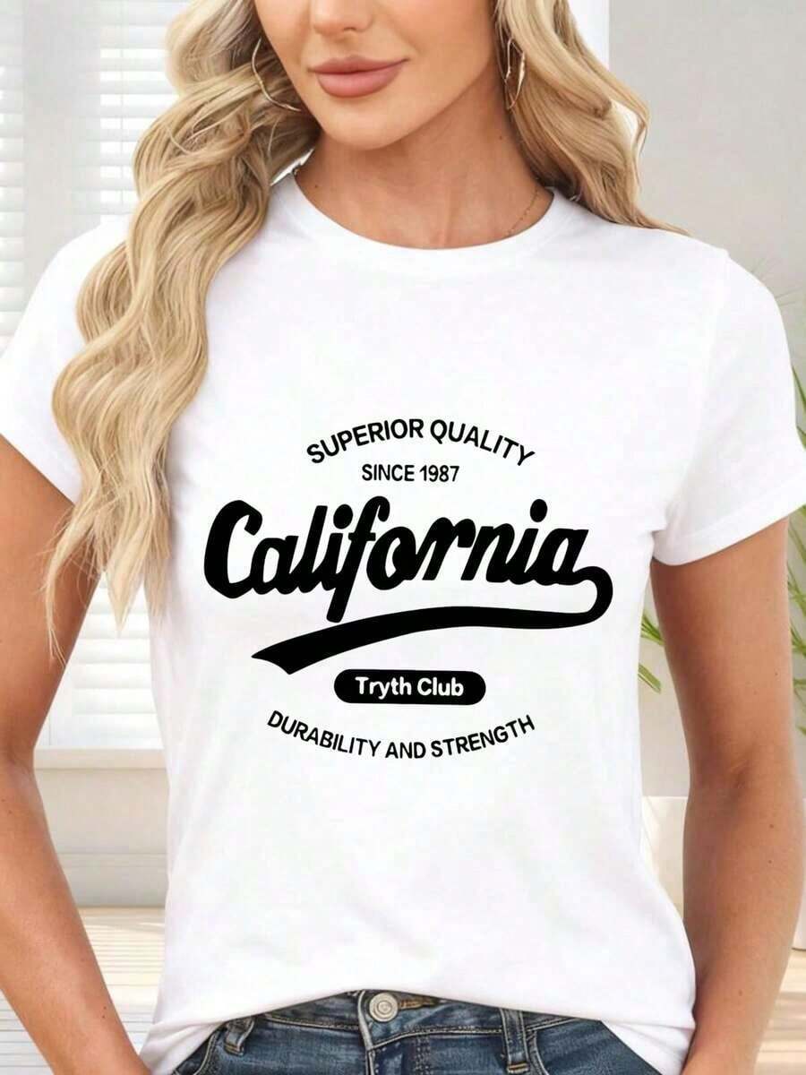 Gift Letter Print T-Shirt For Leisure And Everyday Use Soft - Putih - View 1