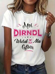 Camiseta estampada Diendel con frases divertidas para el Festival de la Cerveza, manga corta, cuello redondo, estilo casual, adecuada para ropa de mujer de primavera, verano y otoño. - Blanco - Ver 7