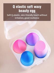 4pcs Makeup Sponge Set With Storage Box, Wet & Dry Dual-Use Makeup Sponges For Foundation, Concealer, Powder, Practical Vanity, Bedroom, Travel Makeup Accessories, Practical Daily Necessities, Great Christmas/Holiday Gift For Women - Multicolor - View 3