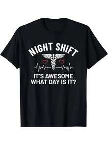 Camiseta unisex, camiseta divertida de enfermera y humor| Turno Nocturno y "¿Qué día es hoy?"EsloganconEKGyAsclepioDiseño-InformalTripulaciónCuelloCortoMangaTeeparaCuidado de la saludTrabajadores,Enfermeras,HospitalPersonal-Para todas las estacionesComodidadAjusteRopa, vestimentaVacacionesResortRopa, vestimentademujer, blusasparamujer, topsdemujer, camisetasdemujer, DiariocasualConjunto, RegularAjuste, DiarioCoincidencia, Gráficoestampado, deportivocasual - Negro - Ver 1