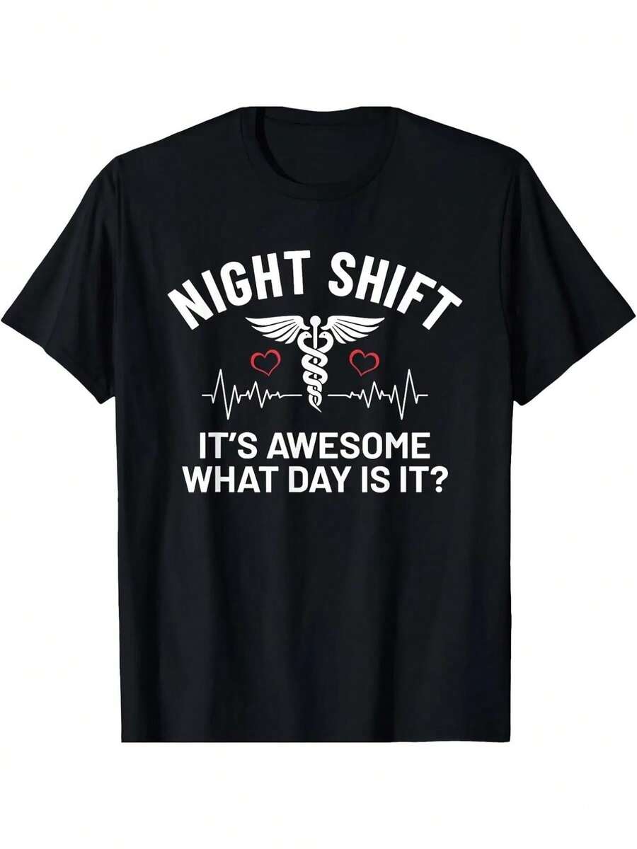 Camiseta unisex, camiseta divertida de enfermera y humor| Turno Nocturno y "¿Qué día es hoy?"EsloganconEKGyAsclepioDiseño-InformalTripulaciónCuelloCortoMangaTeeparaCuidado de la saludTrabajadores,Enfermeras,HospitalPersonal-Para todas las estacionesComodidadAjusteRopa, vestimentaVacacionesResortRopa, vestimentademujer, blusasparamujer, topsdemujer, camisetasdemujer, DiariocasualConjunto, RegularAjuste, DiarioCoincidencia, Gráficoestampado, deportivocasual - Negro - Ver 1