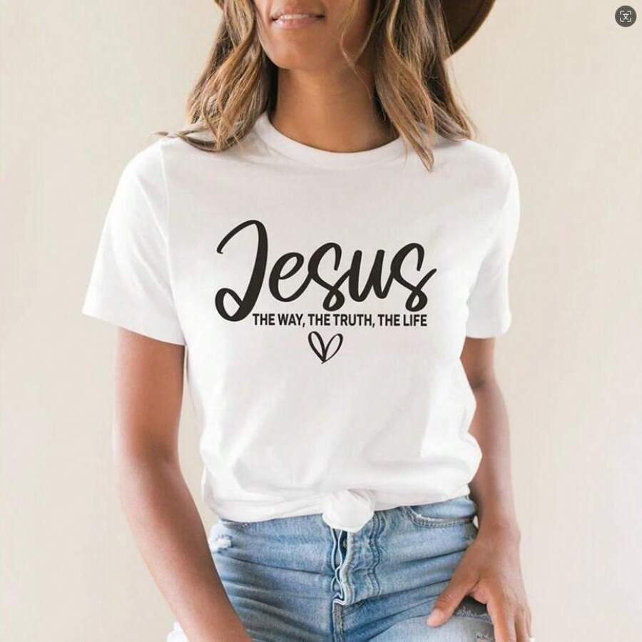 Camiseta blanca, corte holgado, estampado de letras, moderna de manga corta, top de algodón puro, estampado de alta gama para verano, estilo europeo y americano, moderna de media manga. - Camisa blanca de manga corta - Ver 1
