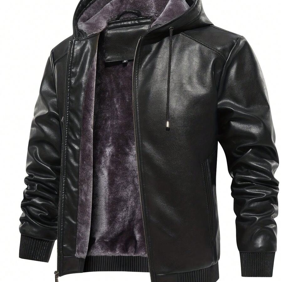 Men's Vintage-Style Jacket | Hooded, Breathable, Tear-Resistant | Zip-Up With Polyester Lining | Casual Outdoor Wear For Winter | Multi-Pocket Design | Durable | Ideal For Everyday Use, Cozy Jacket - 黑色 - 查看 1