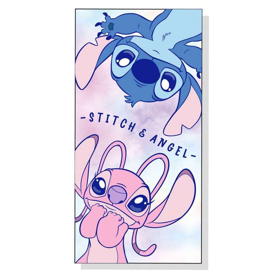 KIWI Disney 迪士尼天使與史迪奇沙灘巾，超細纖維，速乾，官方授權，70x140厘米 - 選項 6 - 查看 1