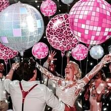 3pcs 22inch 4D Round Disco Balloons, Including Leopard Print Balloon, Laser Disco Ball, Pink Disco Ball Music Performance Decor Props, 80s 90s Party Gifts, Photo Props, Hip Hop Disco Birthday Party Decorations, Music Concert Theme Party Cosplay Stage Birthday Decor, Party Supplies - Multicolor - View 4