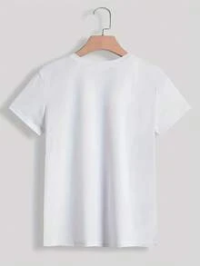 Camiseta casual de verano para mujer, talla grande, camiseta casual de cuello redondo para mujer, top de manga corta con estampado de letras "It Is What It Is", estilo primavera/verano, camiseta elegante y a la moda. - Blanco - Ver 2