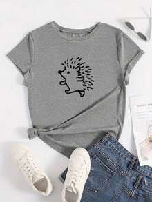 Women's T-Shirt - 灰色 - 查看 1