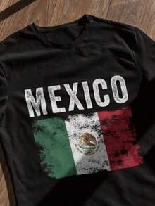 Bandera de México Desgastada - Camiseta con la Bandera Mexicana - Negro - Ver 6