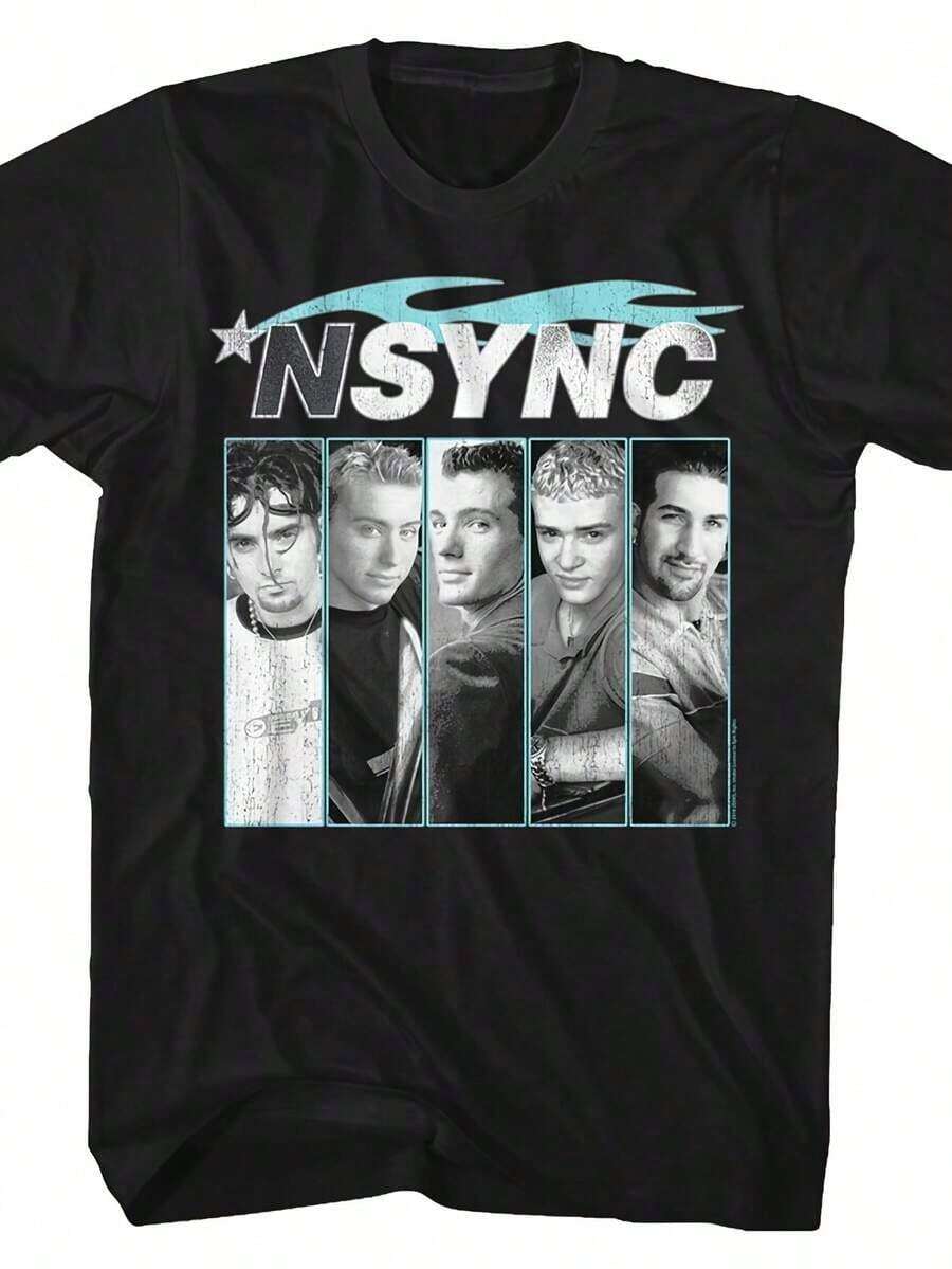 Camiseta de la banda de música NSYNC Blue Flame con la portada del álbum, color negro, para hombre, regalo para hombre, ropa de hombre, regalos para hombre, regalos nuevos. - Negro - Ver 1