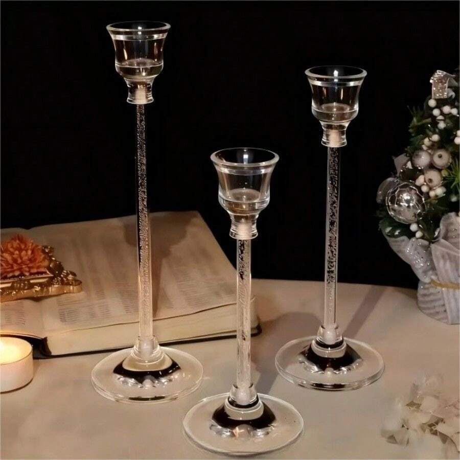 1件/3件裝 壓克力蠟燭台 餐桌蠟燭杯 婚禮裝飾品 燭光晚餐時尚壓克力蠟燭杯(不含蠟燭) - 亞克力氣泡燭台 - 查看 1