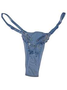 Butterfly Panties Kit 2 Microfiber Thong Lingerie Sexy Sensual Adjustable G-String - Celeste - Ver 1
