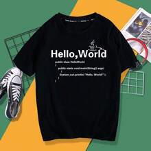 Camiseta de manga corta GEEK Hello World Programmer Ape IT para programadores - Blanco - Ver 2