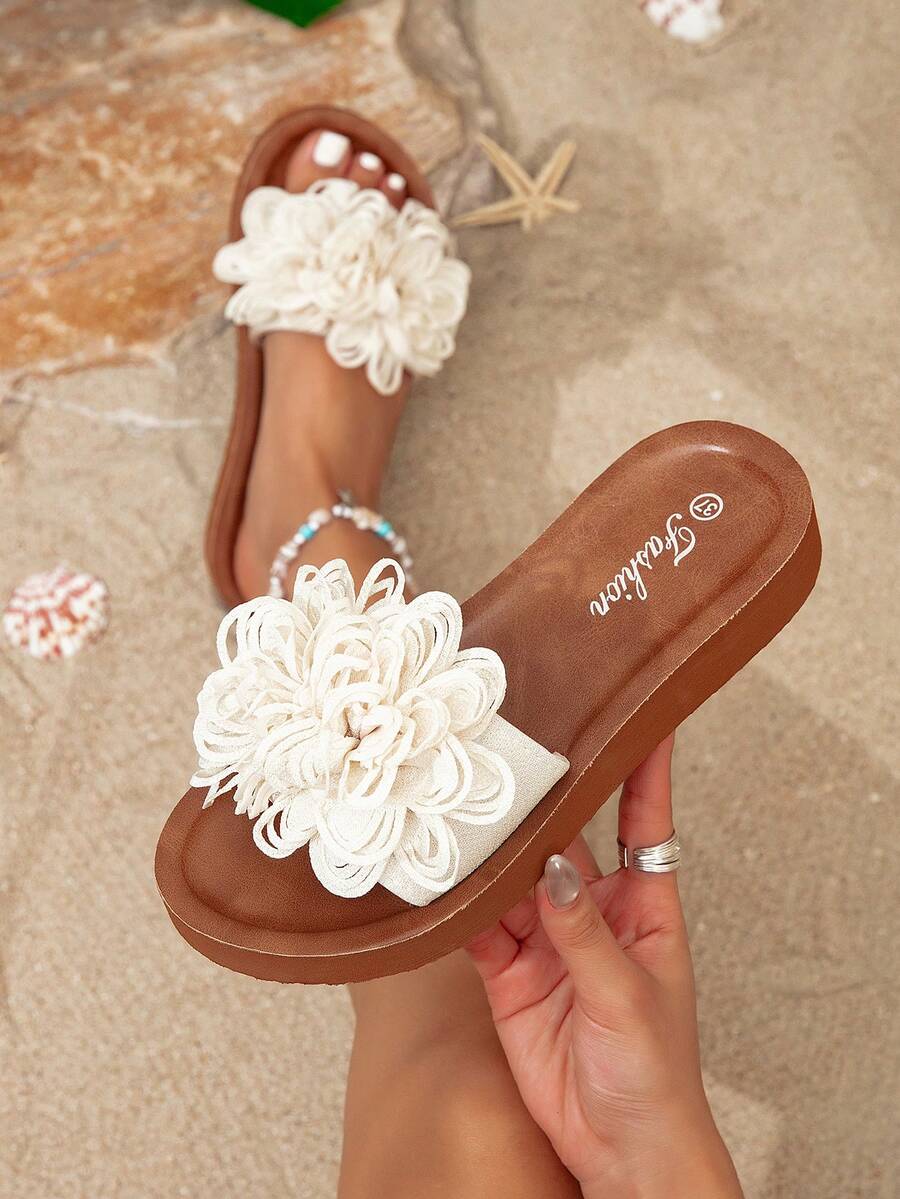 Dép nữ thời trang Xuân/Hè thanh lịch, cổ điển, rộng rãi, tối giản, chống trơn trượt, thích hợp đi biển, có họa tiết trang trí.