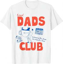 Camiseta Retro para Papá Cansado, Feliz Día del Padre, Divertida Camiseta para Hombre, Camiseta Casual de Algodón Puro de Primera Calidad, Camiseta de Manga Corta Relajada para Mujeres Jóvenes, Diseño Ligero y Cómodo para la Vida Diaria, Estilo Urbano, Viajes, Playa, Compras, Reuniones Casuales Diarias - Blanco - Ver 1