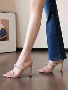 2026 New Pointed Toe High Heel Sandals, French Style Elegant High-End Comfortable Nude Color,Summer Shoes - Apricot - View 7