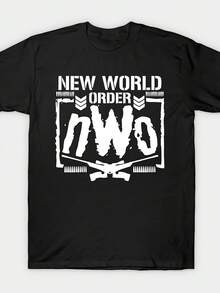 T-shirt New White World Order Icon, T-shirt de catch (tailles S-3XL), coupe décontractée pour un style casual, parfait pour les fêtes de Noël et les sorties décontractées. - Noir - Voir 2