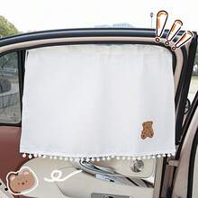 Cartoon Fabric Car Sunshade, Comfortable Car Sun Visor, Heat Insulation Sunshade, Baby Stroller Window Sunshade, Side Window Sunshade - White - View 4