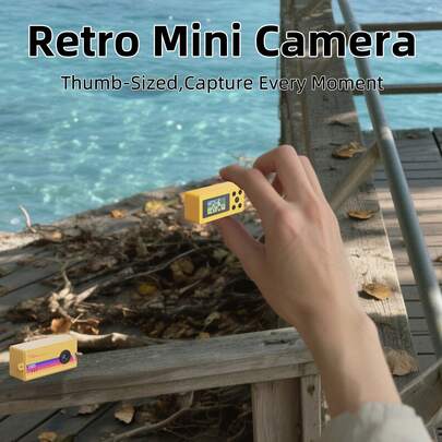 Mini cámara retro llavero, cámara de pulgar, cámara digital micro vintage HD 1080P, diseño ultraligero, cámara retro portátil pequeña, regalo de cumpleaños