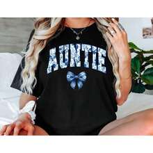Camiseta de Mujer con Estampado Gráfico, Algodón Ligero, Verano, Camiseta para Tía, Regalo para Tía, Camiseta Divertida para Tía, Camiseta para Mujer, Camiseta Oversize, 100% Algodón, Tops Estampados para Mujer, Camisetas Cómodas, Camisetas Gráficas Casuales, Regalo para Enamorados, Camiseta Divertida de Manga Corta, Camiseta Oversize para Mujer con Estampado 100% Algodón Puro - Negro - Ver 6