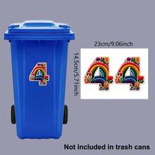 2 Sets Rainbow Floral Digital Trash Can Stickers, Removable Self-Adhesive Waterproof PVC Decals, Suitable For Car License Plates, House Numbers And Country Style Home Decor - Trash Can Stickers - View 15