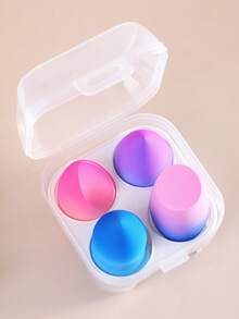 4pcs Makeup Sponge Set With Storage Box, Wet & Dry Dual-Use Makeup Sponges For Foundation, Concealer, Powder, Practical Vanity, Bedroom, Travel Makeup Accessories, Practical Daily Necessities, Great Christmas/Holiday Gift For Women - Multicolor - View 6
