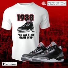 Camiseta de manga corta Retro 3 Black Cement Sneaker Shoe Match 3 - forma - Ver 1